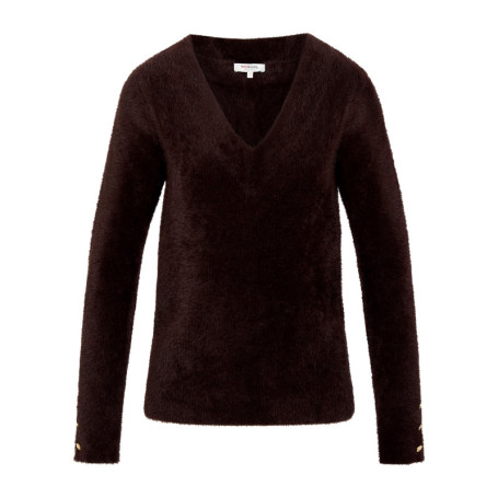 Pull chocolat uni avec une coupe droite et des...