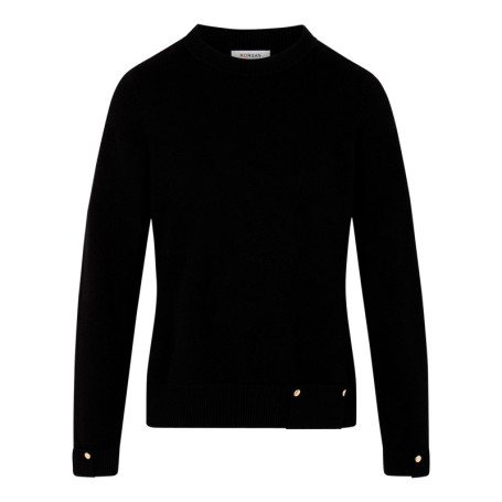 Pull noir uni avec une coupe droite et des...