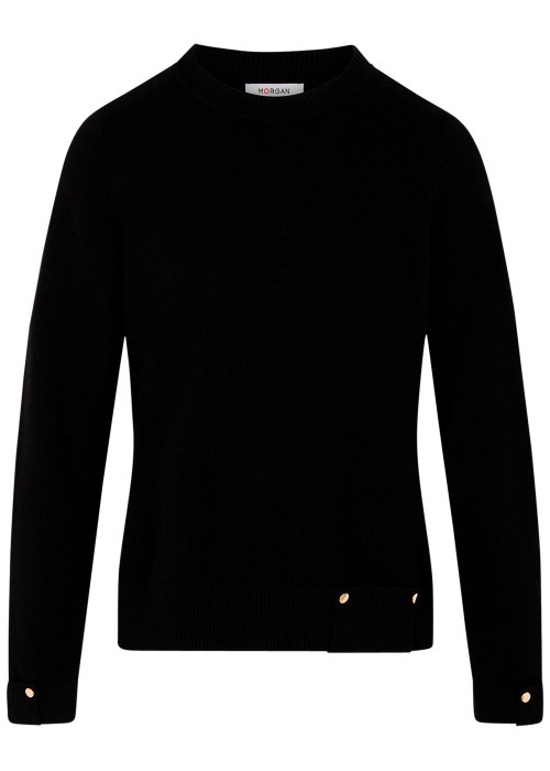 Pull noir uni avec une coupe droite et des...
