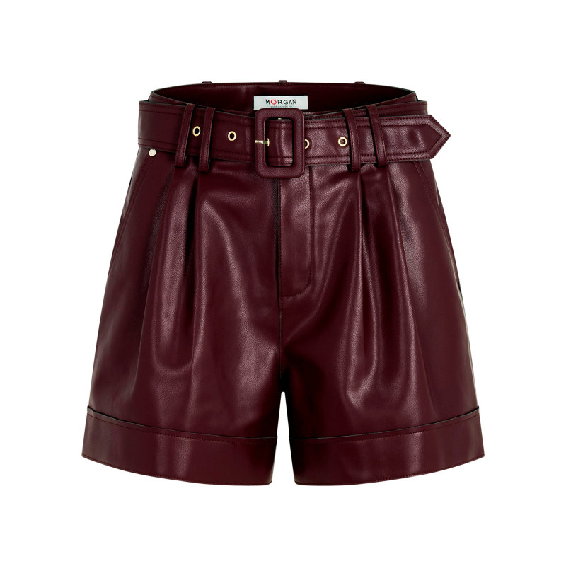 Morgan - Short Chino Prune Uni Avec Une Coupe Droite Et Muni D'une Fermeture à Zip - Violet