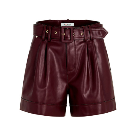 Short chino prune uni avec une coupe droite et...
