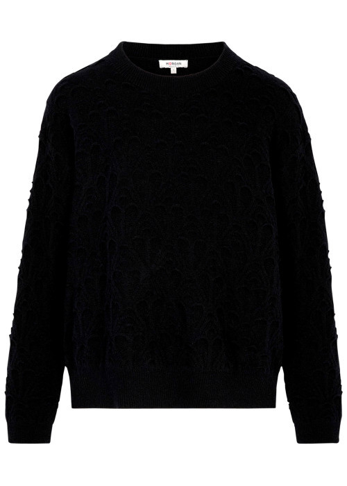 Pull noir uni avec une coupe droite et des manches longues