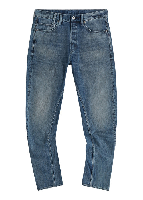 Jean en coton indigo à coupe droite pourvu de multiples poches