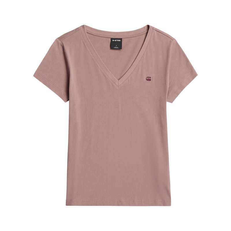G-star - T-shirt En Coton Biologique Rose à Coupe Ajustée Pourvu D'un Col V - Rose G-star - T-shirt En Coton Biologique Rose à Coupe Ajustée Pourvu D'un Col V - Rose