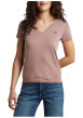 Thumbnail T-shirt en coton biologique rose à coupe ajustée pourvu d'un col v - Image 2