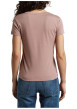 Thumbnail T-shirt en coton biologique rose à coupe ajustée pourvu d'un col v - Image 3