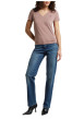 Thumbnail T-shirt en coton biologique rose à coupe ajustée pourvu d'un col v - Image 4
