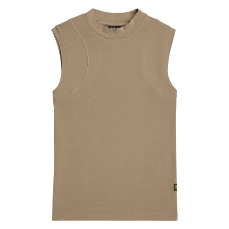 T-shirt taupe sans manche à coupe ajustée...