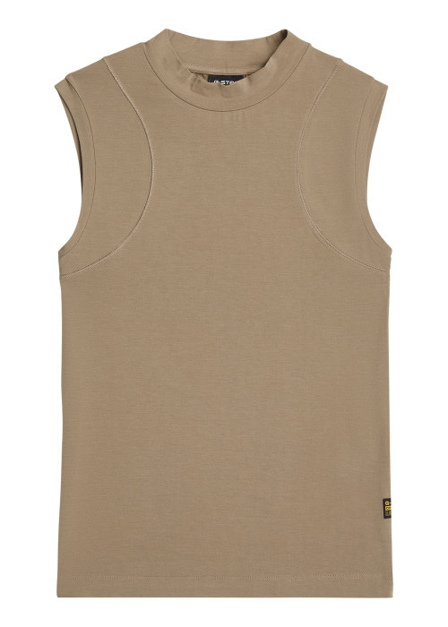 T-shirt taupe sans manche à coupe ajustée...