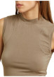 Thumbnail T-shirt taupe sans manche à coupe ajustée pourvu d'un col rond - Image 5