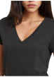 Thumbnail T-shirt en coton biologique noir à coupe ajustée pourvu d'un col v - Image 4