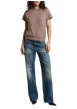 Thumbnail T-shirt en coton biologique mauve à coupe droite pourvu d'un col rond - Image 4