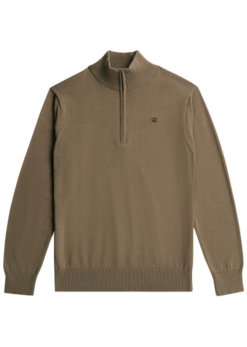Pull taupe col montant pourvu d'une coupe...