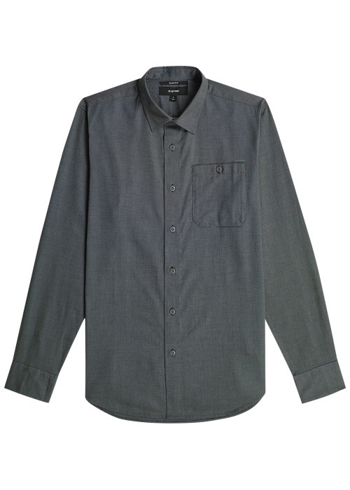 Chemise en coton grise pourvue d'une coupe droite et d'un col à revers