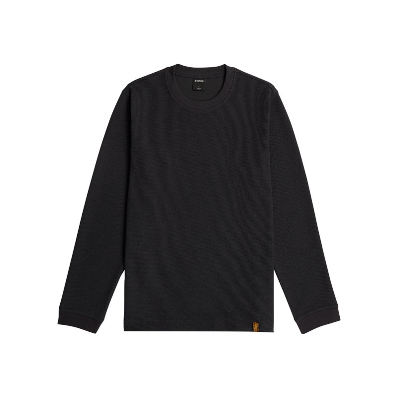 G-star - Pull Noir à Coupe Droite Pourvu D'un Col Rond Côtelé Et Du Nom De La Marque - Noir G-star - Pull Noir à Coupe Droite Pourvu D'un Col Rond Côtelé Et Du Nom De La Marque - Noir