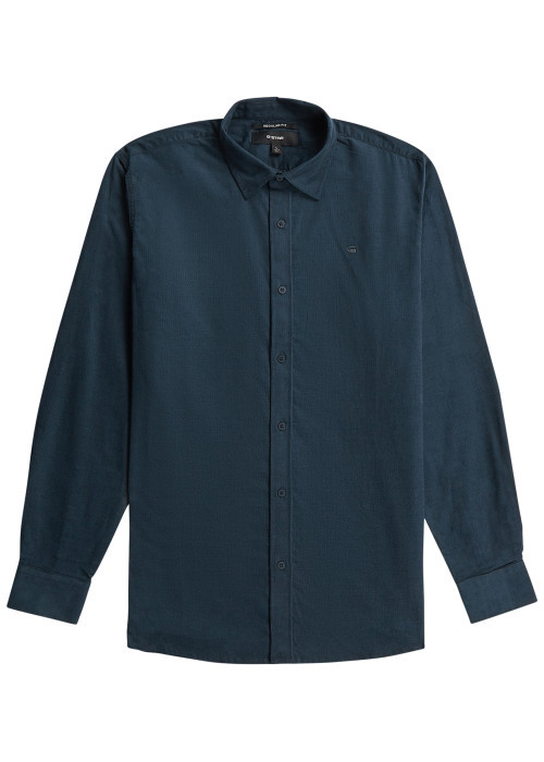 Chemise en coton marine pourvue d'une coupe...