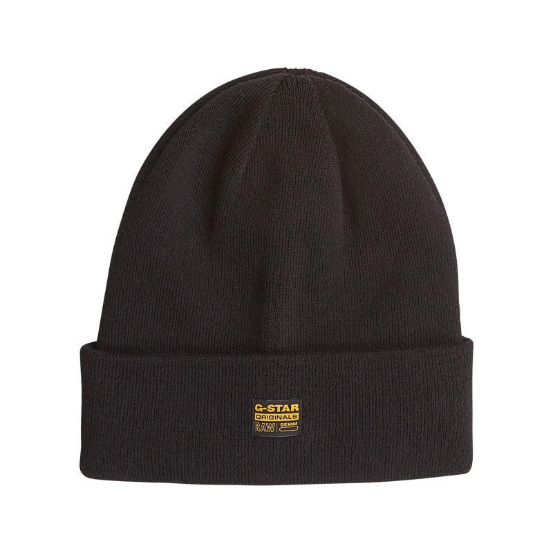 G-star - Bonnet Noir Souple Pourvu De L'étiquette De La Marque à L'avant - Noir G-star - Bonnet Noir Souple Pourvu De L'étiquette De La Marque à L'avant - Noir