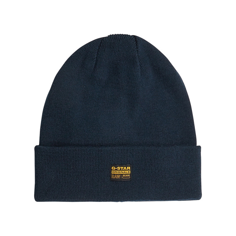 G-star - Bonnet Marine Souple Pourvu De L'étiquette De La Marque à L'avant - Bleu Foncé G-star - Bonnet Marine Souple Pourvu De L'étiquette De La Marque à L'avant - Bleu Foncé