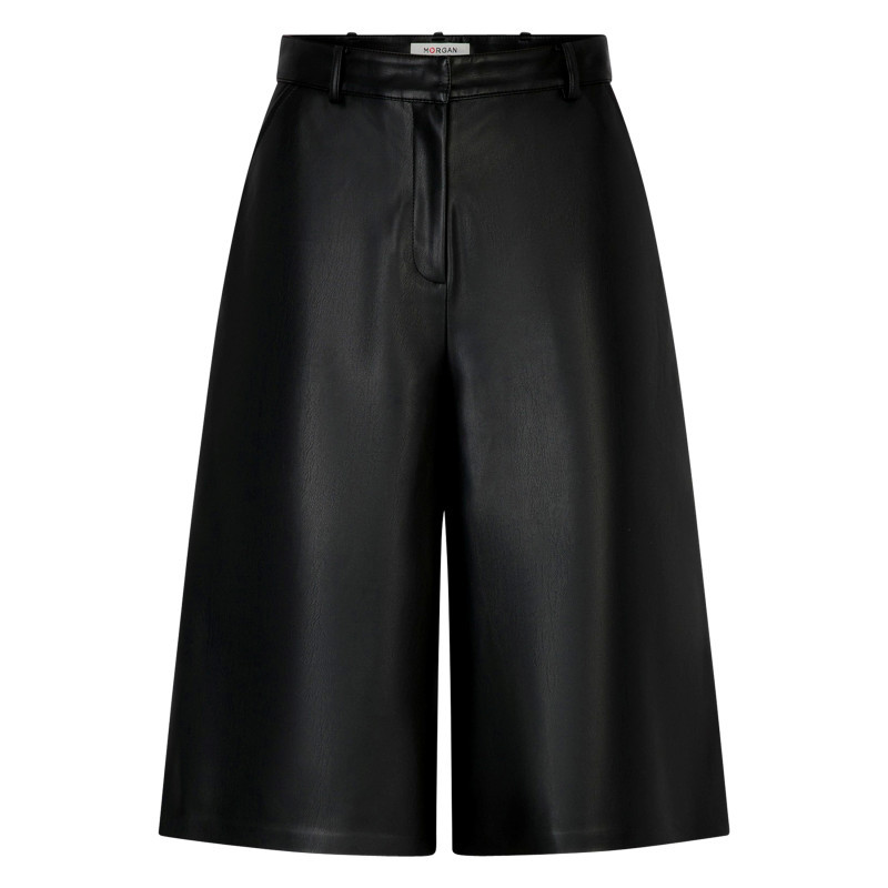 Morgan - Short Chino Noir Uni Avec Une Coupe Large Muni D'une Fermeture à Zip - Noir Morgan - Short Chino Noir Uni Avec Une Coupe Large Muni D'une Fermeture à Zip - Noir