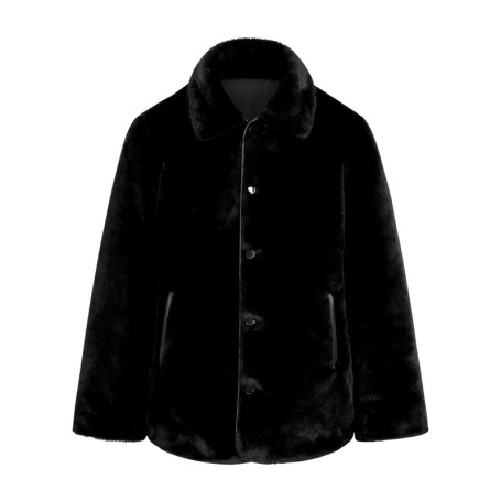 Blouson noir uni avec une coupe droite et des...