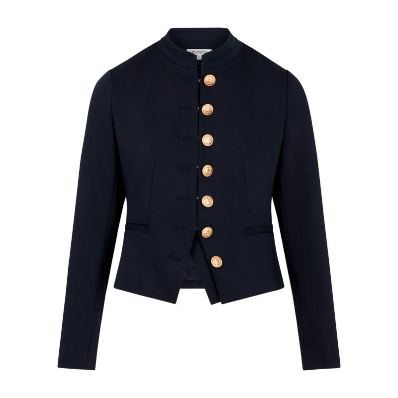 Morgan - Blazer Marine Uni Avec Une Coupe Ajustée Et Des Manches Longues - Bleu Foncé Morgan - Blazer Marine Uni Avec Une Coupe Ajustée Et Des Manches Longues - Bleu Foncé