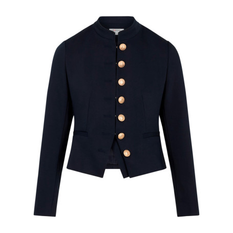 Blazer marine uni avec une coupe ajustée et des...