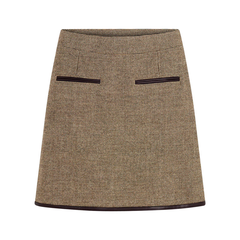 Morgan - Jupe Courte Kaki à Motif Pied-de-poule Avec Une Coupe Droite - Vert Morgan - Jupe Courte Kaki à Motif Pied-de-poule Avec Une Coupe Droite - Vert