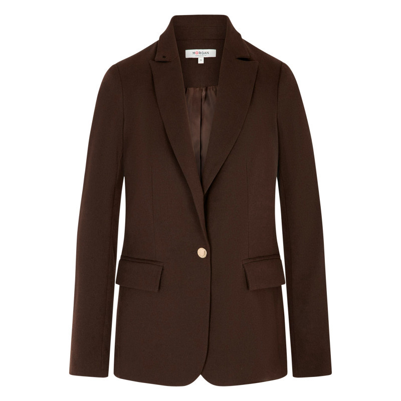 Morgan - Blazer Marron Uni Avec Une Coupe Droite Et Des Manches Longues - Marron