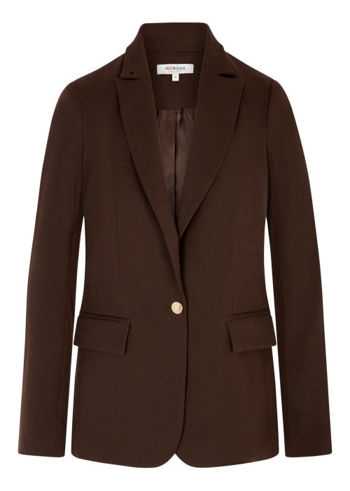 Blazer marron uni avec une coupe droite et des manches longues