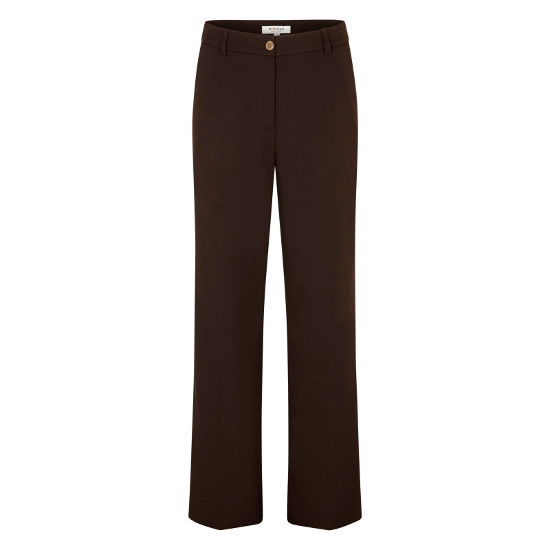 Morgan - Pantalon Marron Uni Avec Une Coupe Bootcut Muni D'un Zip Et D'un Bouton - Marron Morgan - Pantalon Marron Uni Avec Une Coupe Bootcut Muni D'un Zip Et D'un Bouton - Marron