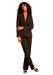 Thumbnail Pantalon marron uni avec une coupe bootcut muni d'un zip et d'un bouton - Image 4