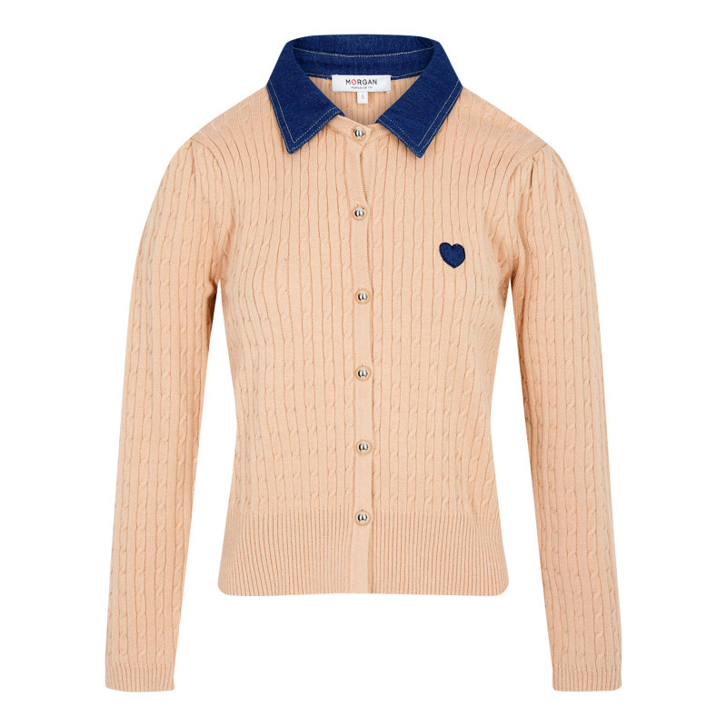Morgan - Pull Beige Uni Avec Une Coupe Droite Et Des Manches Longues - Beige Morgan - Pull Beige Uni Avec Une Coupe Droite Et Des Manches Longues - Beige