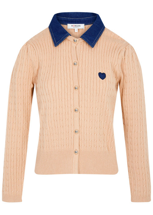 Pull beige uni avec une coupe droite et des...