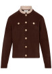 Thumbnail Gilet chocolat uni avec une coupe droite et des manches longues