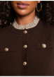 Thumbnail Gilet chocolat uni avec une coupe droite et des manches longues - Image 5