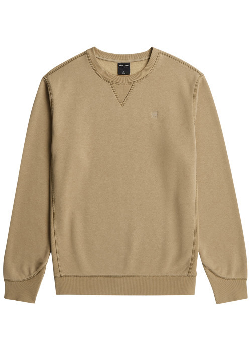 Sweat beige pourvu d'une coupe droite et du logo de la marque