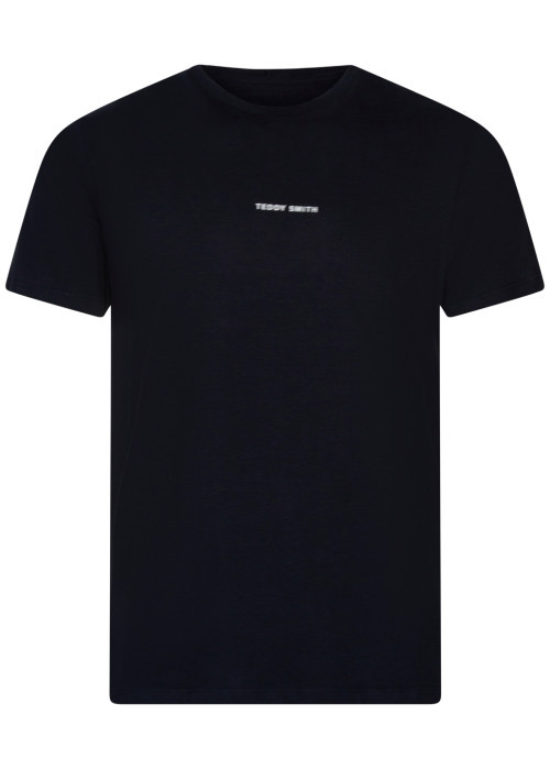 T-shirt en coton marine uni avec un col rond...