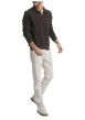 Thumbnail Sweat chocolat uni à manches longues doté d'une coupe droite et d'un col polo - Image 2