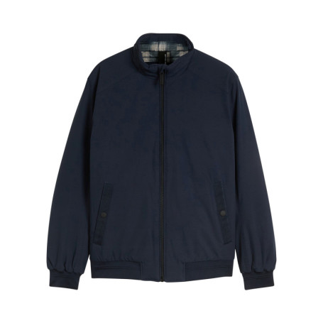 Blouson bleu marine uni à coupe droite avec un...