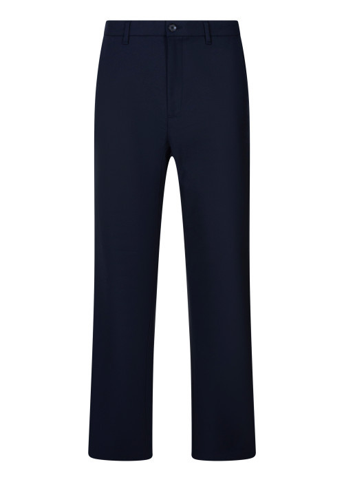 Pantalon chino bleu marine uni à une coupe droite avec 1 zip et 1 bouton