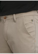 Thumbnail Pantalon chino en coton beige uni avec une coupe slim et des ourlets - Image 5