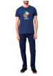 Thumbnail T-shirt en coton bleu marine imprimé avec une coupe droite et un col rond - Image 3
