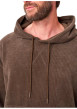 Thumbnail Sweat kaki uni en velours côtelé avec une coupe droite et un col à capuche - Image 4