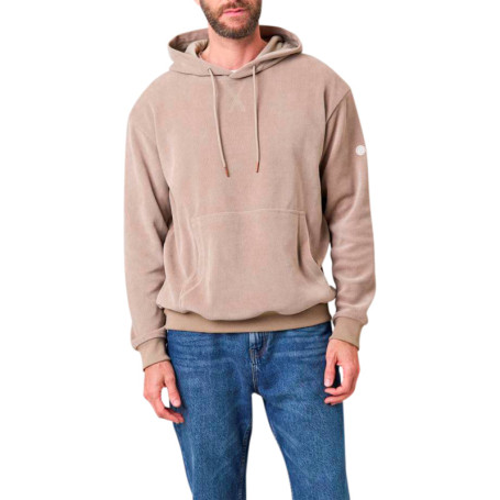 Sweat beige uni en velours côtelé avec un col à...