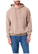 Thumbnail Sweat beige uni en velours côtelé avec un col à capuche et une coupe droite