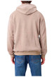 Thumbnail Sweat beige uni en velours côtelé avec un col à capuche et une coupe droite - Image 2