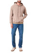 Thumbnail Sweat beige uni en velours côtelé avec un col à capuche et une coupe droite - Image 3