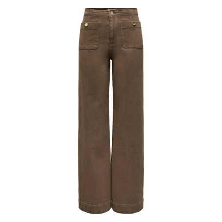 Pantalon en coton mélangé brun à coupe bootcut...