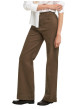 Thumbnail Pantalon en coton mélangé brun à coupe bootcut pourvu de poches plaquées - Image 3