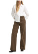 Thumbnail Pantalon en coton mélangé brun à coupe bootcut pourvu de poches plaquées - Image 6